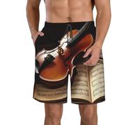 LHDGBWC Costume da bagno da uomo, violino e libro, ad asciugatura rapida, con tasca, costume da bagno per uomo pantaloncini da spiaggia, Bianco, 3XL