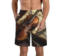 LHDGBWC Costume da bagno da uomo, violino e libro, ad asciugatura rapida, con tasca, costume da bagno per uomo pantaloncini da spiaggia, Bianco, M