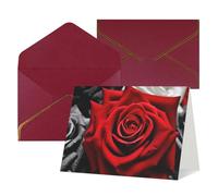 LHDGBWC Thinking of You - Biglietto di auguri con buste, per matrimonio, ringraziamento, con rose nere bianche e rosse, per baby shower