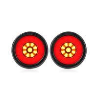 Lhdktee 2PCS 4 "pollici LED Rotondi Per Camion Per Rimorchio Stop Turn Tail Luci Dei Freni Posteriori Impermeabili Luce Di Segnalazione Posteriore Alloggiamento Fanale Posteriore(Red Yellow)