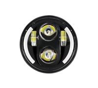 Lhdktee Moto LED Fendinebbi Per Sportster 1200 883 Street Softail Dyna Proiettore Faro Anteriore Rotondo(Nero)