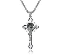 LHDUF Collana con ciondolo a forma di croce, da uomo e donna, con crocifissione, in acciaio al titanio, alla moda, retrò, da uomo e da donna, Metallo, Nessuna pietra preziosa