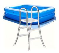 LHFJ Scala per Piscina Fuori Terra 132cm 4 gradini Struttura a A in Acciaio Scala per Ingresso e Uscita dalla Piscina, gradini Larghi Antiscivolo Telaio Robusto e Resistente capacità 250kg,85CM