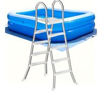 LHFJ Scala per Piscina Fuori Terra 132cm 4 gradini Struttura a A in Acciaio Scala per Ingresso e Uscita dalla Piscina, gradini Larghi Antiscivolo Telaio Robusto e Resistente capacità 250kg,135CM