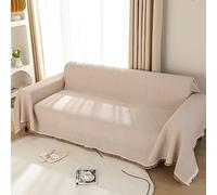 LHGOGO Coperta grande per divano a 3 posti, a nido d'ape, con nappe, reversibile, versatile, per divani, divani letto e poltrona, 180 x 300 cm, cachi