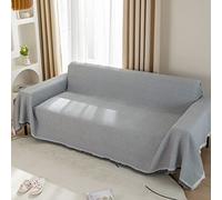 LHGOGO Coperta grande per divano a 3 posti, in tessuto, con nappe, reversibile, versatile, per divani, divani letto e poltrona, 180 x 300 cm, grigio chiaro