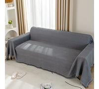 LHGOGO Coperta grande per divano a 3 posti, in tessuto, con nappe, reversibile, versatile, per divani, divani, letti e poltrone, 180 x 300 cm, grigio