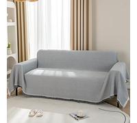LHGOGO Coperta per divano a nido d'ape, 180 x 230 cm, grande 2 posti, versatile come copridivano, copridivano, copridivano, copridivano, copriletto con nappe decorative, colore: grigio chiaro