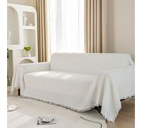 LHGOGO Copriletto a nido d'ape per divano a 3 posti, 180 x 340 cm, bianco