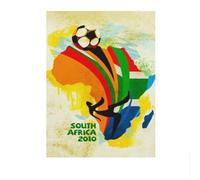 LHHJF LJHFA Calcio Sudafrica 2010 Coppa del Mondo Poster Vintage Stampa Calcio Sport Tela Dipinto Calcio Arte Murale Decorazione Casa Immagine 50x70cm Senza Cornice