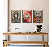 LHHJF LJHFA Fai Arte, Non la Guerra, Poster Vintage, Dipinto su Tela Pop, Shepard Fairey, Arte murale, Stampe di Shepard Fairey, Decorazione per Soggiorno, 40x60cmx3, Senza Cornice.