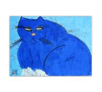 LHHJF LJHFA Famoso Poster del Gatto Blu di Walasse Ting, Dipinto ad Acquerello Astratto su Tela, Arte murale di Walasse Ting, Stampe, Arredamento Nordico per la casa, 40x60 cm, Senza Cornice.