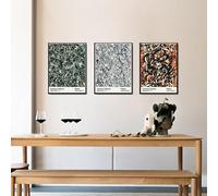 LHHJF LJHFA Jackson Pollock Poster della Mostra Arte della Parete Vintage Jackson Pollock Tela Pittura Famose Stampe Nordiche Home Decor Parete Immagine 50x70cmx3 Senza Cornice