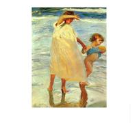 LHHJF LJHFA Joaquin Sorolla Poster retrò《Le Due Sorelle》Illustrazione murale di Joaquin Sorolla Quadro di Decorazione e Stampe per la casa 50x70cmx1 Senza Cornice