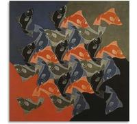 LHHJF LJHFA M.C. Escher Poster Astratto M.C. Escher《Pesce》Arte murale M.C. Escher Stampe su Tela Pittura estetica Home Wall Decor Quadro 50x50cm Senza Cornice