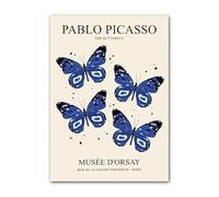LHHJF LJHFA Pablo Picasso Surrealismo Famoso Poster Vintage Farfalla Arte Murale Pablo Picasso Tela Pittura Stampe Nordiche Decorazione per la Casa Immagine 50x70cmx1 Senza Cornice