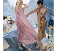 LHHJF LJHFA Poster Classici di Joaquin Sorolla《The Pink Robe》Illustrazione murale di Joaquin Sorolla Quadro di Decorazione e Stampe per la casa 60x60cmx1 Senza Cornice