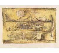 LHHJF LJHFA Poster Classico di Zao WOU Ki《Montagne e Sole》Arte murale di Zao WOU Ki, Dipinto su Tela e Stampe, Arredamento Moderno per la casa, 40x60 cm, Senza Cornice