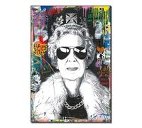 LHHJF LJHFA Poster della Regina Elisabetta II, Graffiti Vintage, Arte murale, Pittura su Tela e Stampe della Regina Elisabetta II, Arredamento Moderno per la casa, Immagine 50x70 cm, Senza Cornice