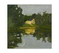 LHHJF LJHFA Poster di Alex Katz Paesaggio con casa Gialla Dipinto su Tela Arte murale Astratta Stampe di Alex Katz per la casa Decorazione del Soggiorno Immagine 50X50cm Senza Cornice