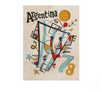 LHHJF LJHFA Poster di Calcio della Coppa del Mondo Argentina, Arte murale, Stampe su Tela della Coppa del Mondo Argentina, Dipinto retrò, Decorazione per la casa, Immagine 50x70cm Senza Cornice