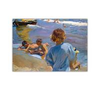 LHHJF LJHFA Poster di Joaquin Sorolla《Bambini sulla Spiaggia Dipinto》Arte murale Joaquin Sorolla Dipinto su Tela e Stampe Decorazione per la casa Immagine 50x70cm Senza Cornice