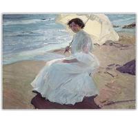 LHHJF LJHFA Poster di Joaquin Sorolla Clotilde sulla Spiaggia, Stampa Artistica da Parete, Dipinto su Tela di Joaquin Sorolla, Decorazione per la casa in Stile Nordico, 40x60 cm, Senza Cornice.