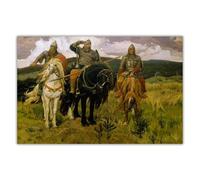 LHHJF LJHFA Poster di Viktor Vasnetsov Tre Eroi, Dipinto su Tela e Stampe di Viktor Vasnetsov, Decorazione per la casa in Stile Nordico, 40x60 cm, Senza Cornice.