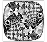 LHHJF LJHFA Poster in Bianco e Nero di M.C. Escher Grafica murale M.C. Escher Pittura e Stampe su Tela Foto di Arredamento della casa 50x50cm Senza Cornice