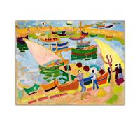 LHHJF LJHFA Poster Vintage di Raoul Dufy《Barche a Vela e Barche nel Porto》Arte murale di Raoul Dufy, Dipinto su Tela e Stampe, Decorazione per la casa, 60x70 cm, Senza Cornice