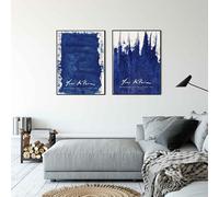 LHHJF LJHFA Yves Klein, Mostra, Poster Nordico, Semplice, Astratto, Blu, Arte murale, Yves Klein, Dipinto su Tela e Stampe, Decorazione per la casa, Immagine 50x70cmx2 Senza Cornice