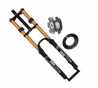 LHHL DH Forcella Ammortizzata Bici 26/27.5/29" for Mountain Bike Aria Doppia Spalla Discesa Rappelling Ammortizzatore Corsa 130mm Damping Freno Disco QR MTB/AM/FR(Gold,26in)