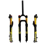 LHHL Forcella Bici 27" 29" MTB Sospensione Aerea Rebound Adjust Steerer Dritto 1-1/8" Corsa 100mm Freno Disco Blocco Manuale QR 9mm 1720g(Gold,29in)