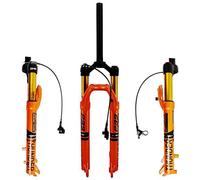 LHHL MTB Forcella Ammortizzata per Bicicletta da 27,5"/ 29 Pollici Lega di Magnesio Bicicletta Forcelle Pneumatiche Freno A Disco Nero QR 9mm Corsa 105mm 1-1/8" per Mountain Bike/XC(Orange,27.5inch)