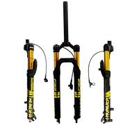 LHHL MTB Forcella Bici 27" 29" Sospensione Aerea Rebound Adjust Steerer Dritto 1-1/8" Corsa 100 Mm Freno Disco Blocco Remoto QR 9mm 1845g(Gold,29in)