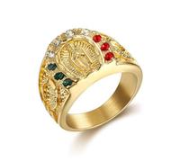 LHJHZDJC Anello da donna alla moda e squisito zircone ferro di cavallo anello cattolica Vergine Maria fortunata preghiera amuleto gioielli per uomini e donne regalo per lei ciondolo in acciaio