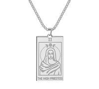 LHJHZDJC Collana con ciondolo a forma di carte dei tarocchi della somma sacerdotessa, per uomini e donne, regalo per amici, accessorio streetwear per uomini e donne, regalo casual