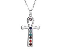 LHJHZDJC Collana con ciondolo a forma di croce in pietra energetica retrò a sette colori, da indossare tutti i giorni, da uomo e da donna, ottimo regalo per lei