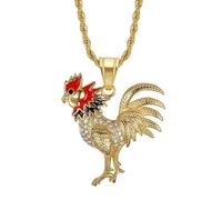 LHJHZDJC Collana con ciondolo a forma di gallo, per uomini e donne, da indossare tutti i giorni, alla moda, stile hip hop, con ciondolo a forma di gallo, colore oro, regalo ideale per lei