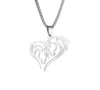 LHJHZDJC Collana con ciondolo a forma di testa di cavallo a forma di cuore, per uomini e donne, gioiello per San Valentino, ottimo regalo per lei