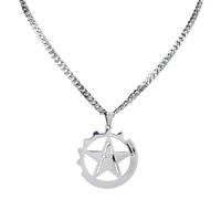 LHJHZDJC Collana da donna alla moda 2026 con ciondolo a forma di martello e falce Anarcho comunismo color argento per donne/uomini Marxismo Pin Unionismo Streetwear accessorio per uomo donna regalo