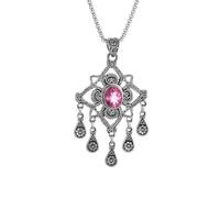 LHJHZDJC Collana da donna con ciondolo a forma di nodo cinese vintage, con zircone rosa, gioiello da donna, alla moda, stile boho, gioiello da festa, ottimo regalo per lei