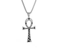 LHJHZDJC Collana da uomo, ciondolo a forma di croce egiziana, per uomo e donna, talismano della vita, amuleto, faraone, patrono, santo, gioiello, regalo perfetto per lei, ciondolo in acciaio