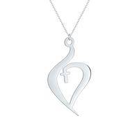LHJHZDJC Collana da uomo con ciondolo a forma di croce con scritta "Dio nel mio cuore", regalo per lei, in acciaio inox