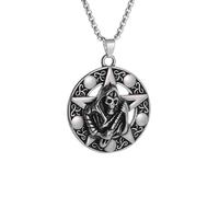 LHJHZDJC Collana da uomo con ciondolo a forma di falce della morte in stile retrò gotico con teschio e fantasma, punk rock, accessori per Halloween, accessorio streetwear per uomini e donne, regalo