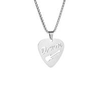 LHJHZDJC Collana da uomo, con ciondolo a forma di plettro da sogno con lettere vuote, gioiello alla moda per amanti della musica hip-hop, regalo ideale per lei in acciaio inox
