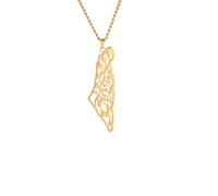 LHJHZDJC Collana da uomo e donna, gioiello alla moda, con mappa di Israele e Palestina, per uomo e donna, colore oro, ottimo regalo per lei