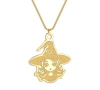 LHJHZDJC Collana da uomo gioielli bambina che indossa un cappello collana con ciondolo per donne gioielli festa amico regalo per lei ciondolo in acciaio inossidabile