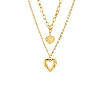 LHJHZDJC Collana girocollo a doppio strato con catena a O cava a forma di cuore, da donna, alla moda, hip hop, esagerata, stile cubano, gioiello per feste, accessorio streetwear per uomini e donne