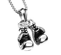 LHJHZDJC Collana per uomo donna europea e americana doppio guantoni da boxe collana con ciondolo personalità guanti da boxe da uomo accessori fitness regalo casual quotidiano
